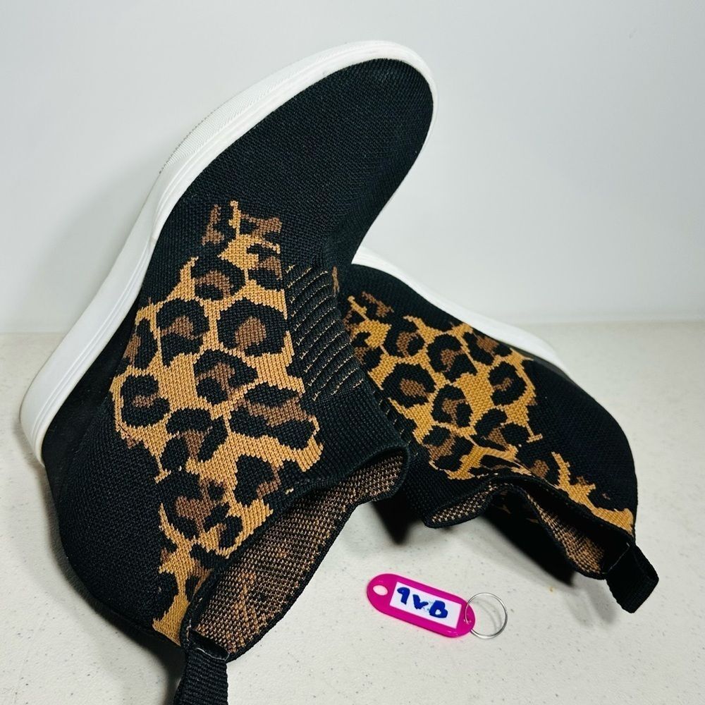 MIA Leopard Knit Wedge Ankle Bootie Slip On Women's 8